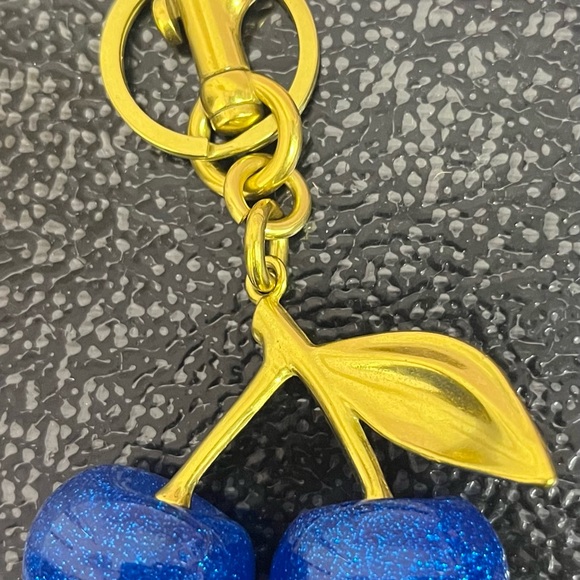 Accessories - Gold and Blue Cherry Keychain